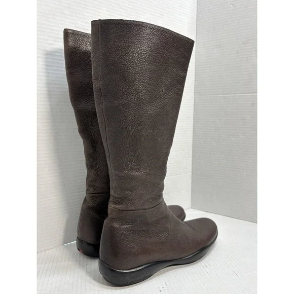 Prada Sport Linea Rossa Brown Leather Knee High Boots Womens 38 Made In Italy - Picture 2 of 14